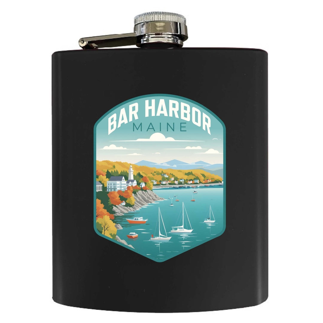 Bar Harbor Maine Design A Souvenir 7 oz Steel Flask Matte Finish Image 3