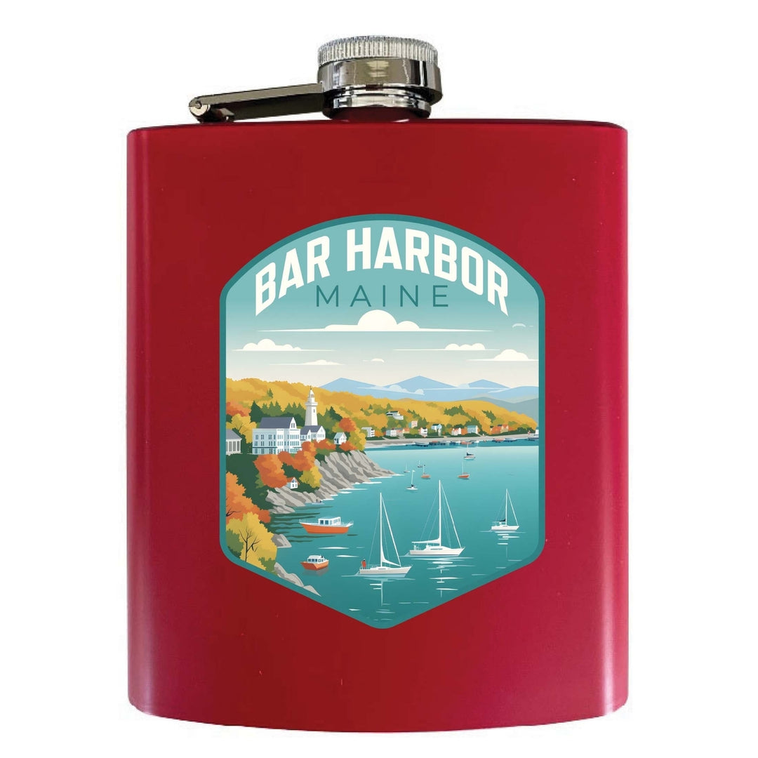 Bar Harbor Maine Design A Souvenir 7 oz Steel Flask Matte Finish Image 4