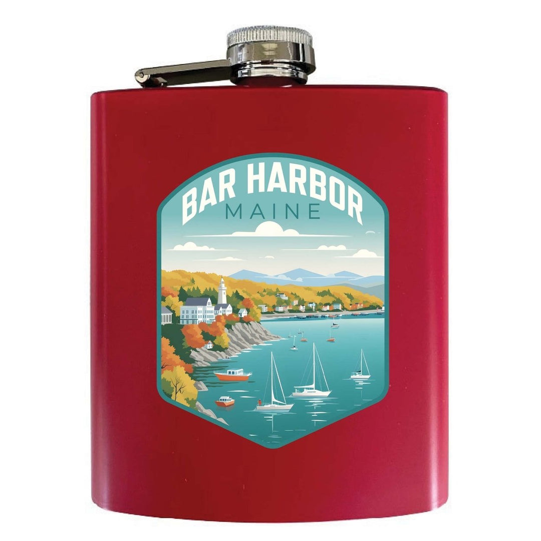 Bar Harbor Maine Design A Souvenir 7 oz Steel Flask Matte Finish Image 1