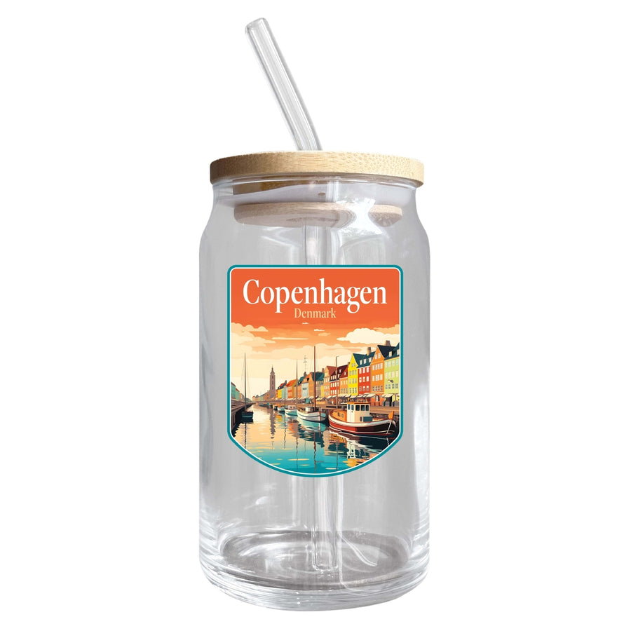 Copenhagen Denmark Design A Souvenir 12 oz Beer Can Glass Image 1