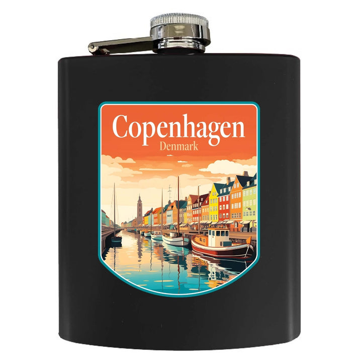 Copenhagen Denmark Design A Souvenir 7 oz Steel Flask Matte Finish Image 1