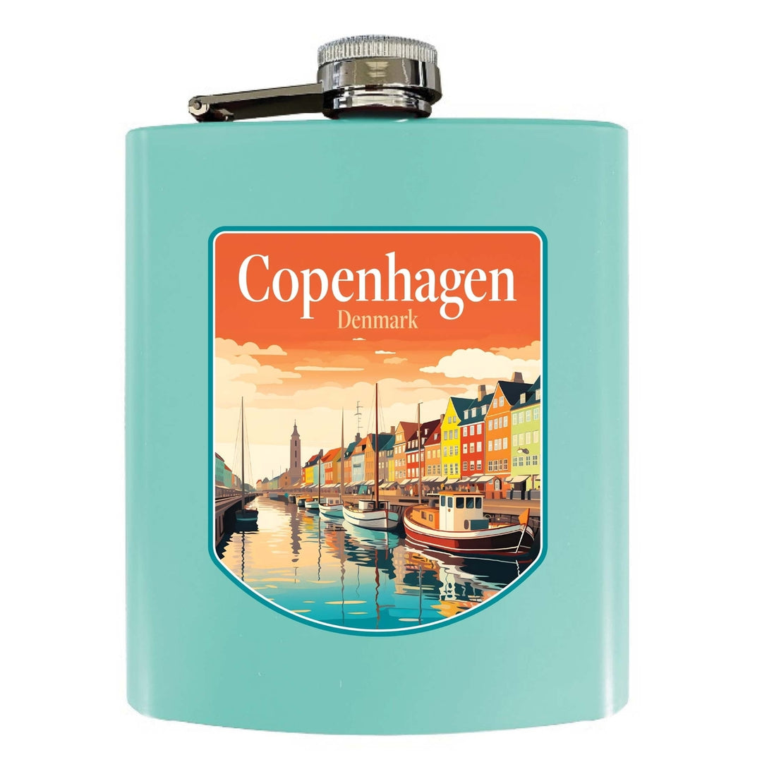 Copenhagen Denmark Design A Souvenir 7 oz Steel Flask Matte Finish Image 2