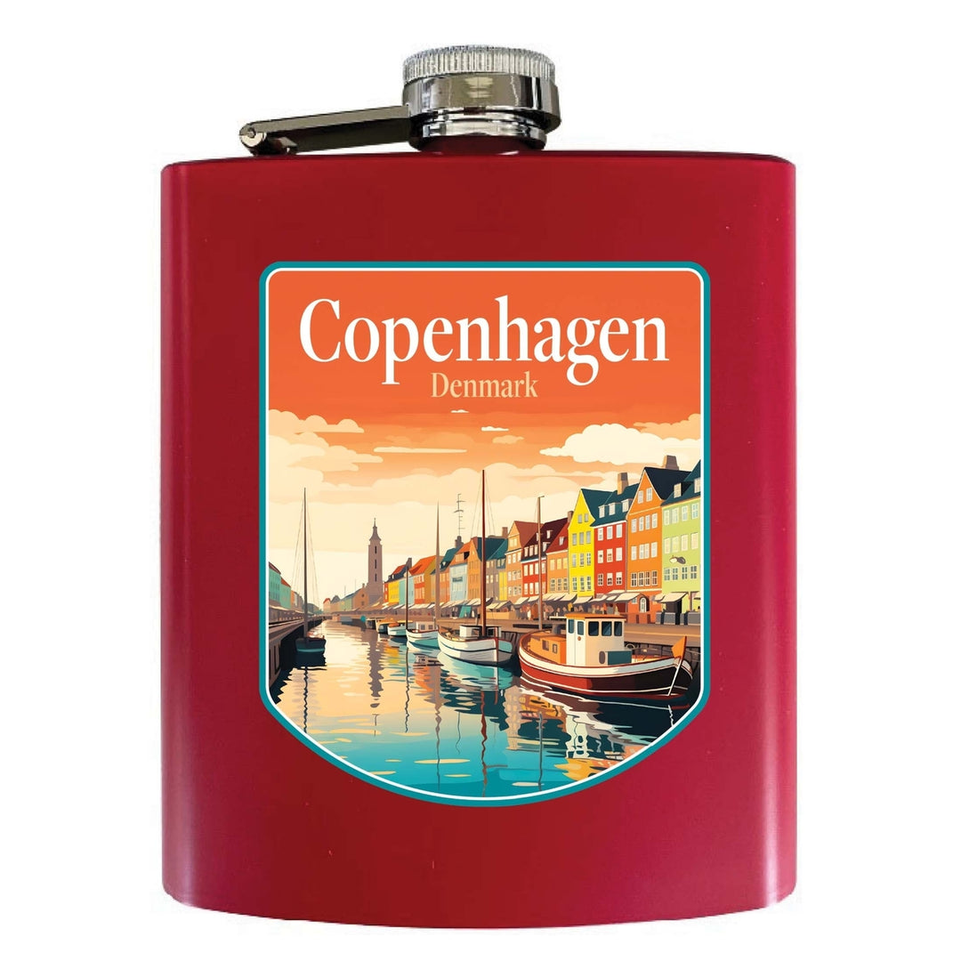 Copenhagen Denmark Design A Souvenir 7 oz Steel Flask Matte Finish Image 3