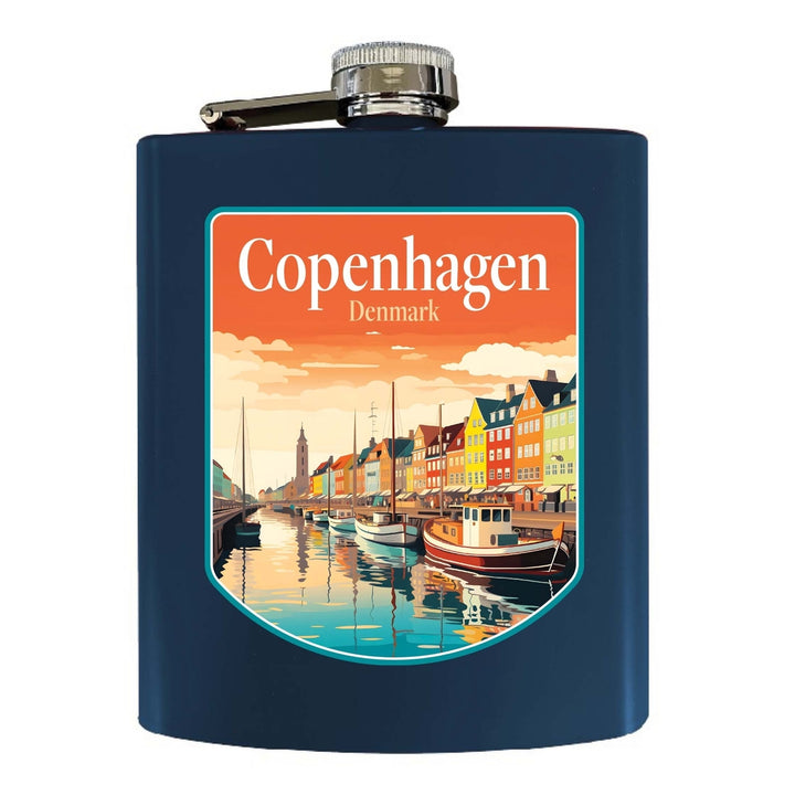 Copenhagen Denmark Design A Souvenir 7 oz Steel Flask Matte Finish Image 4