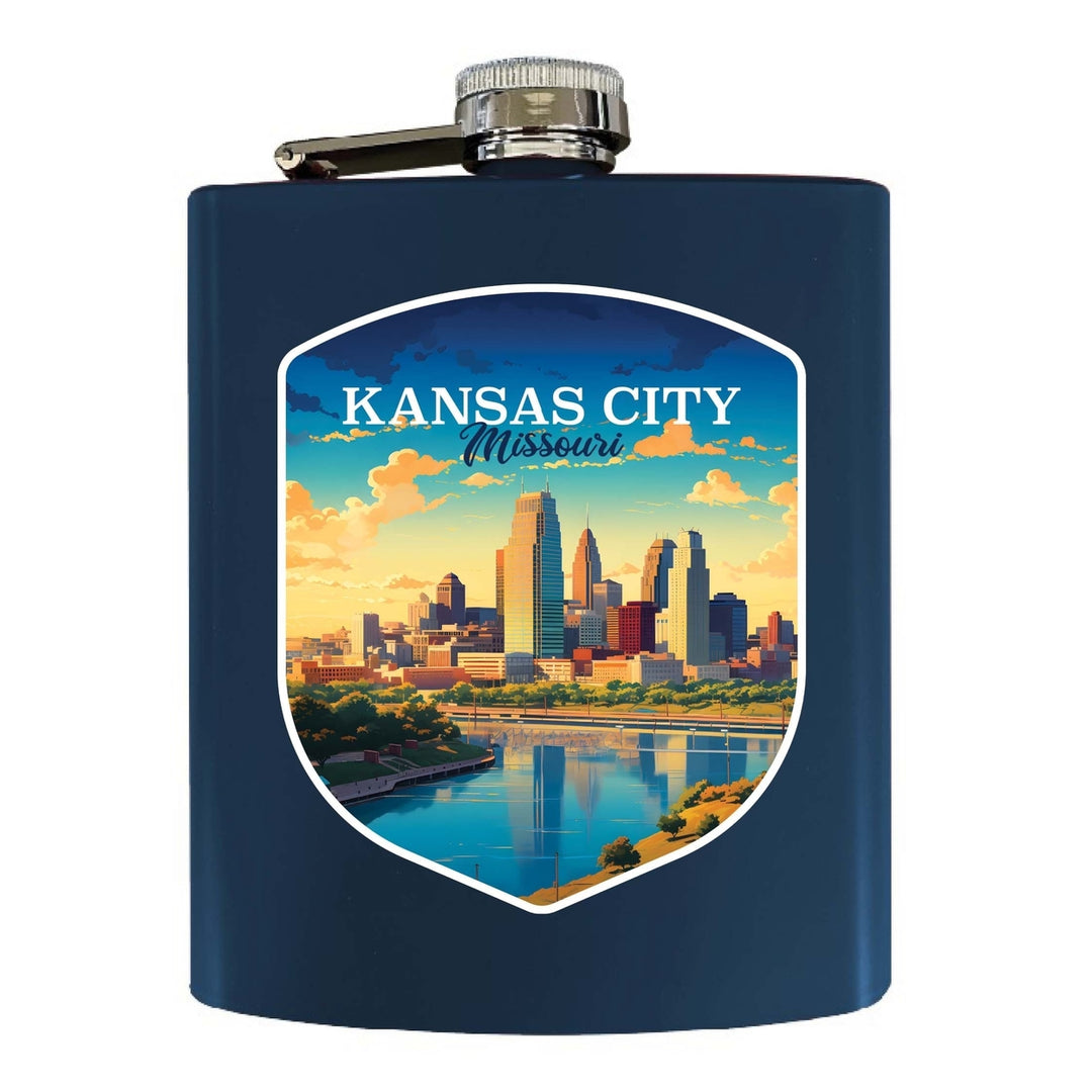 Kansas City Missouri Design A Souvenir 7 oz Steel Flask Matte Finish Image 1