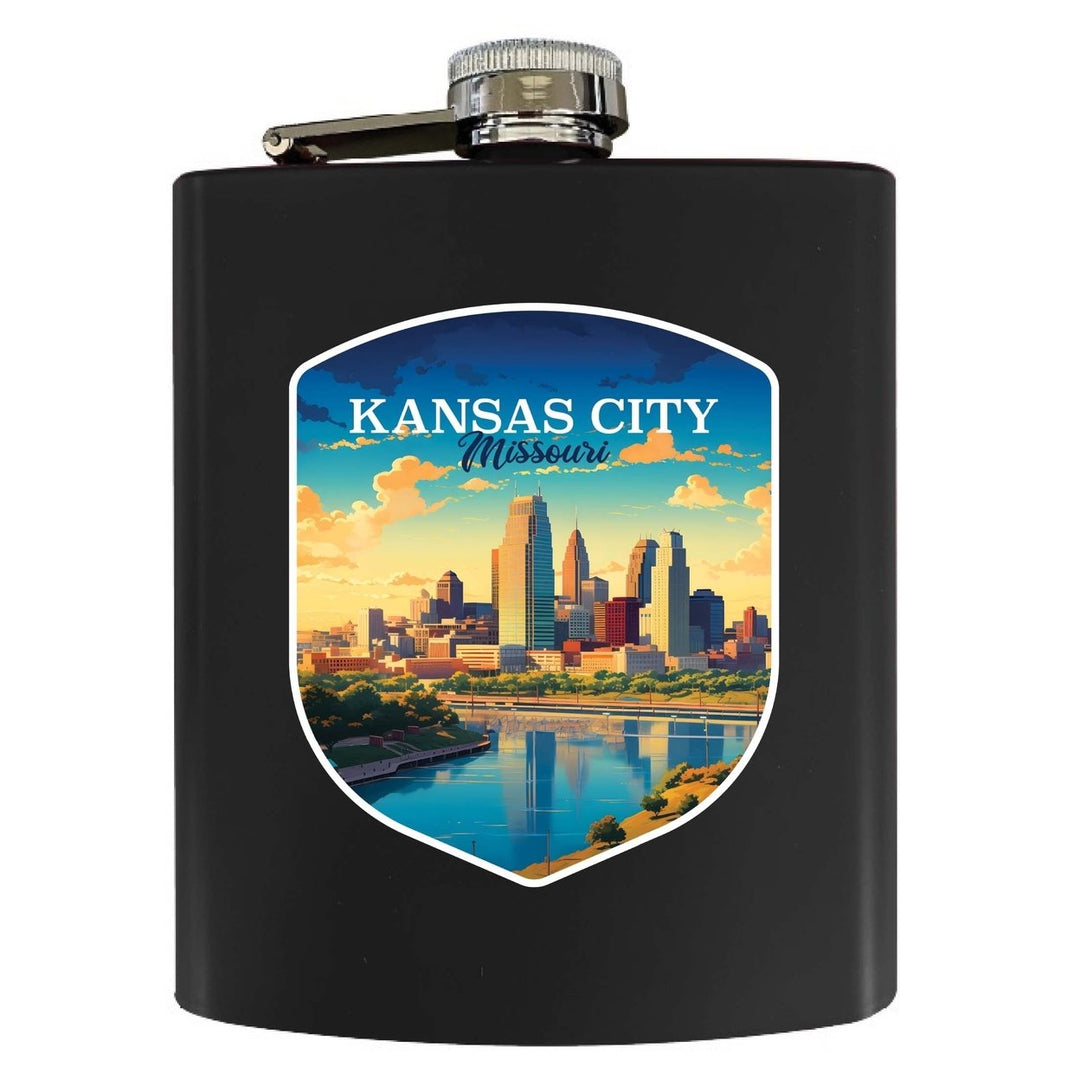 Kansas City Missouri Design A Souvenir 7 oz Steel Flask Matte Finish Image 2