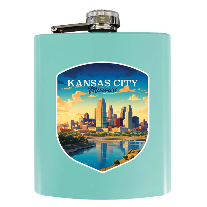 Kansas City Missouri Design A Souvenir 7 oz Steel Flask Matte Finish Image 3