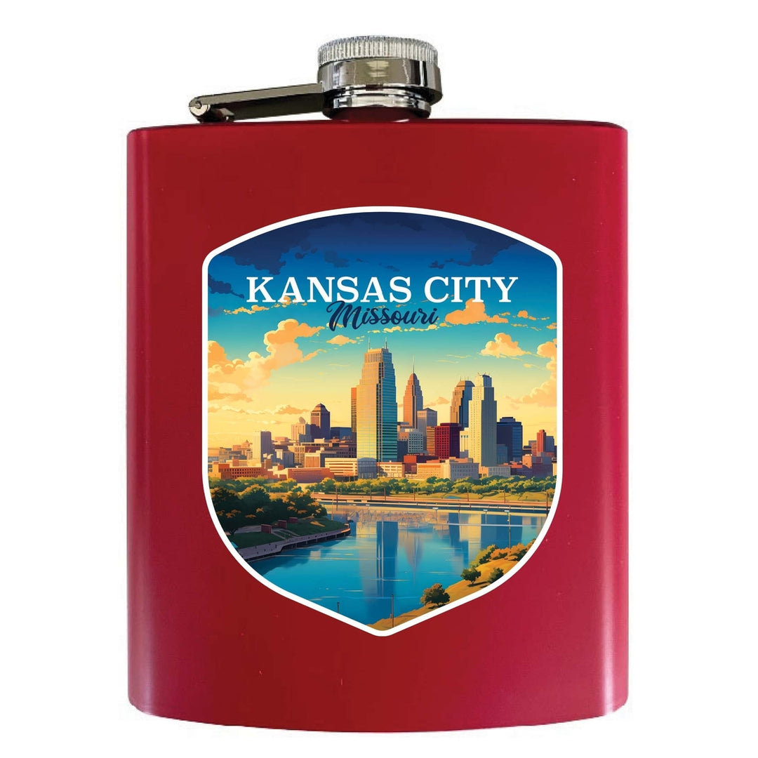 Kansas City Missouri Design A Souvenir 7 oz Steel Flask Matte Finish Image 4