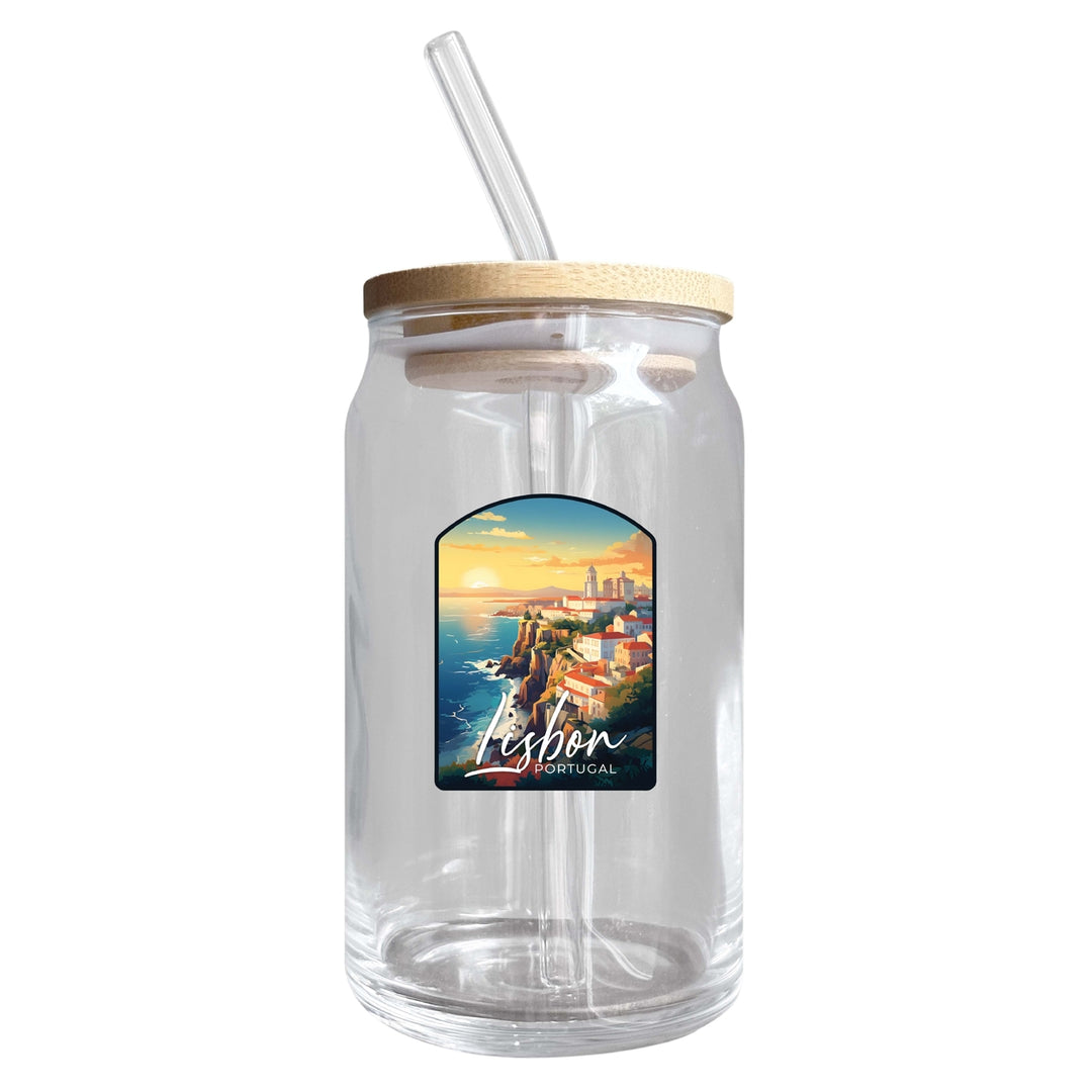 Lisbon Portugal Design B Souvenir 12 oz Beer Can Glass Image 1