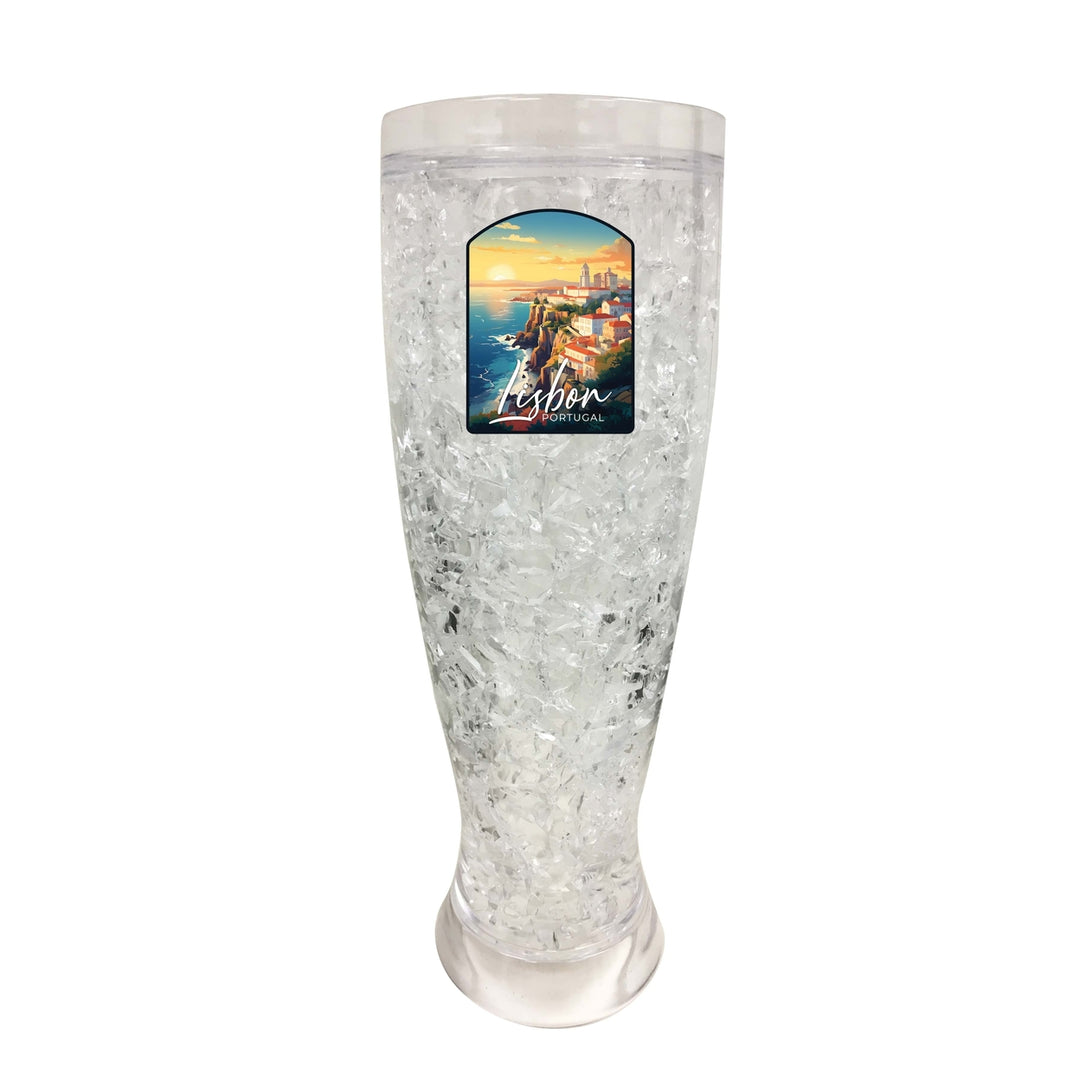 Lisbon Portugal Design B Souvenir 16 oz Plastic Broken Glass Frosty Mug Image 1