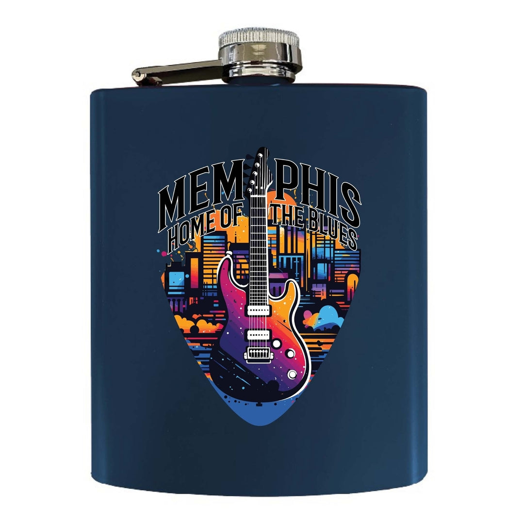 Memphis Tennessee Design B Souvenir 7 oz Steel Flask Matte Finish Image 1