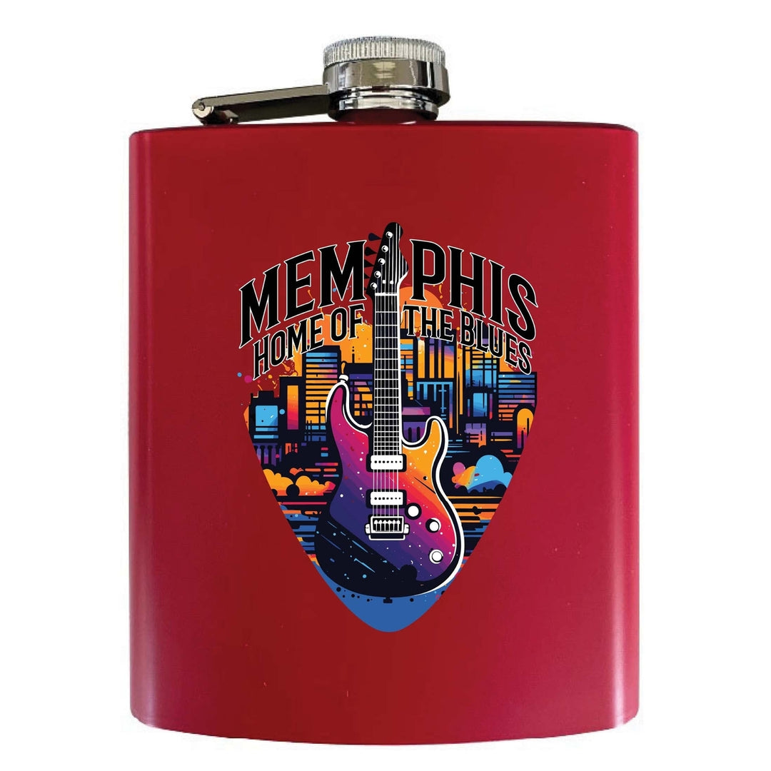 Memphis Tennessee Design B Souvenir 7 oz Steel Flask Matte Finish Image 2