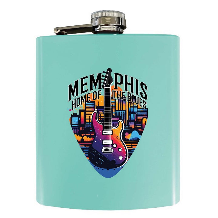 Memphis Tennessee Design B Souvenir 7 oz Steel Flask Matte Finish Image 3