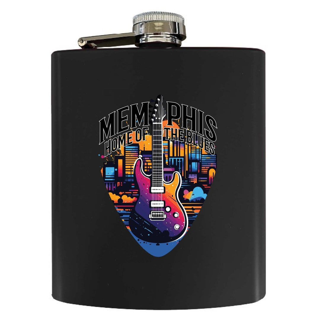 Memphis Tennessee Design B Souvenir 7 oz Steel Flask Matte Finish Image 4