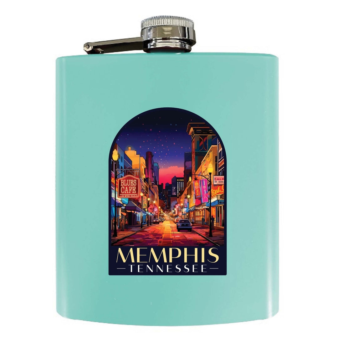 Memphis Tennessee Design C Souvenir 7 oz Steel Flask Matte Finish Image 1