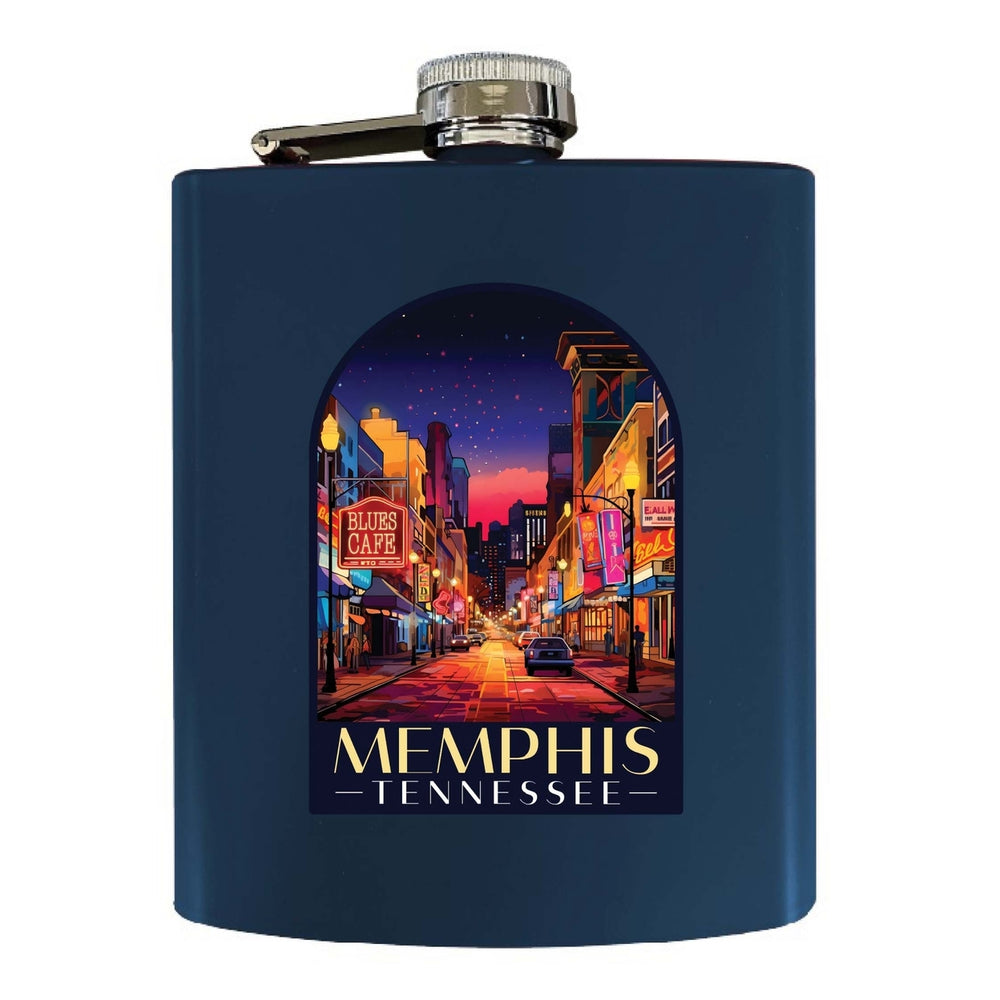 Memphis Tennessee Design C Souvenir 7 oz Steel Flask Matte Finish Image 2