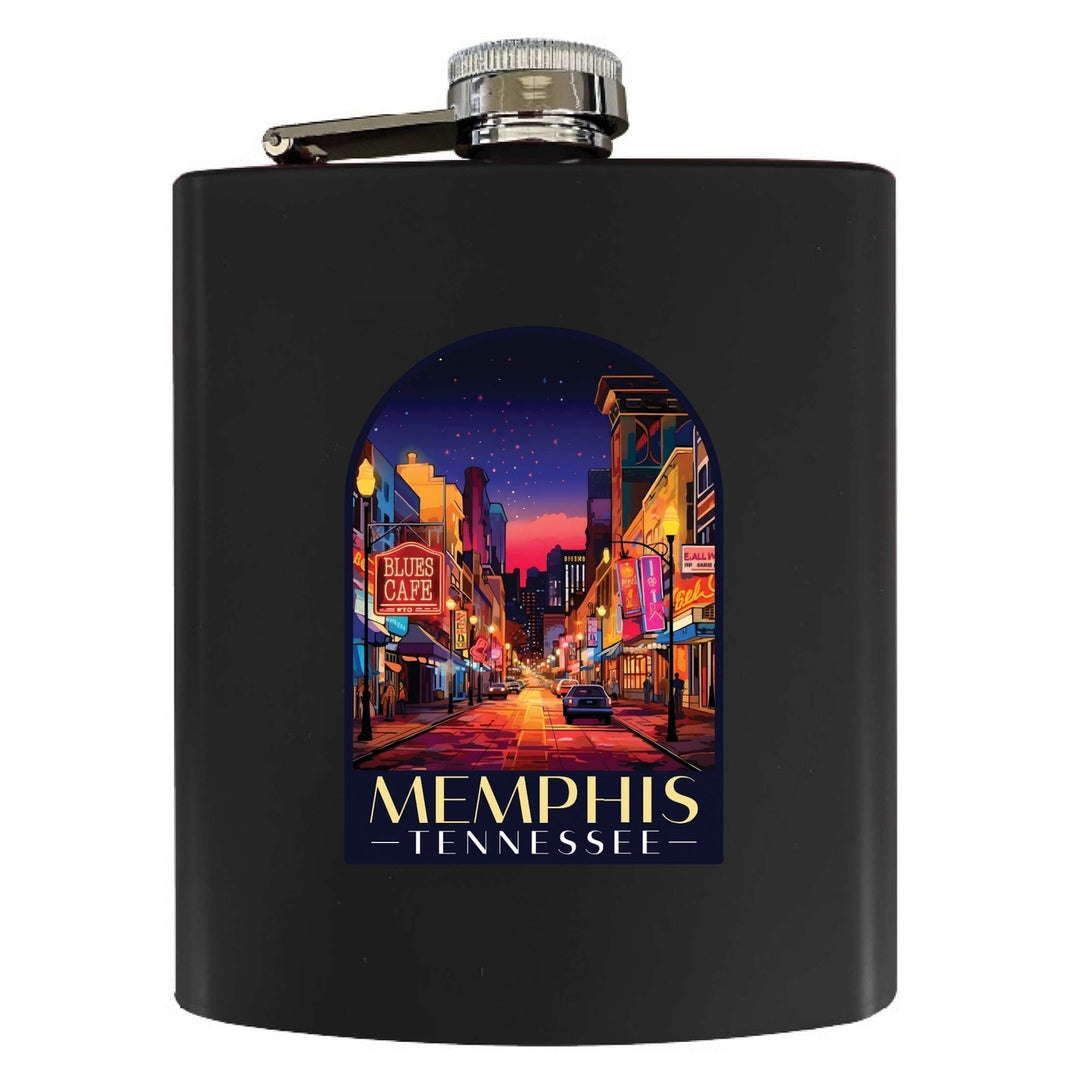 Memphis Tennessee Design C Souvenir 7 oz Steel Flask Matte Finish Image 3