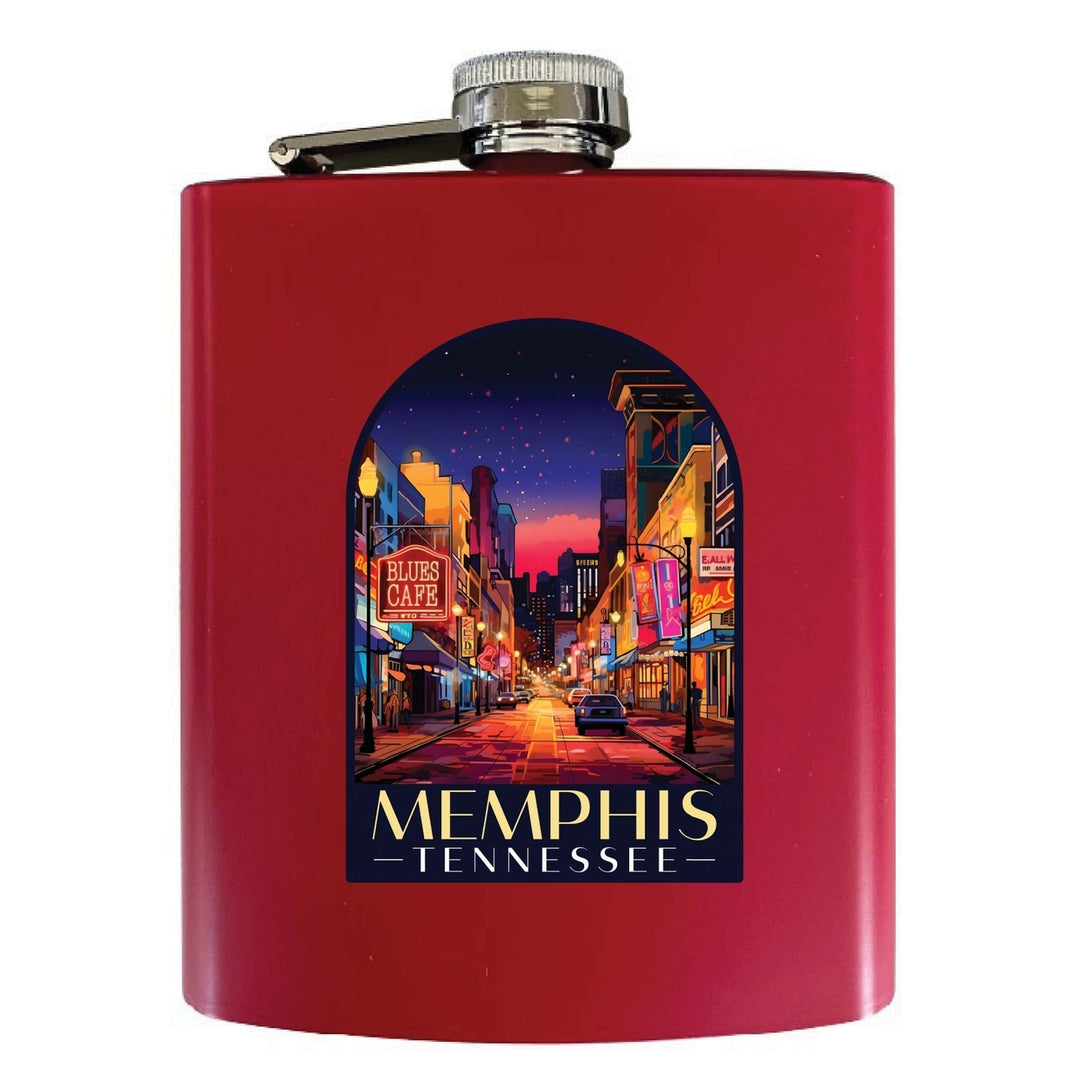 Memphis Tennessee Design C Souvenir 7 oz Steel Flask Matte Finish Image 4