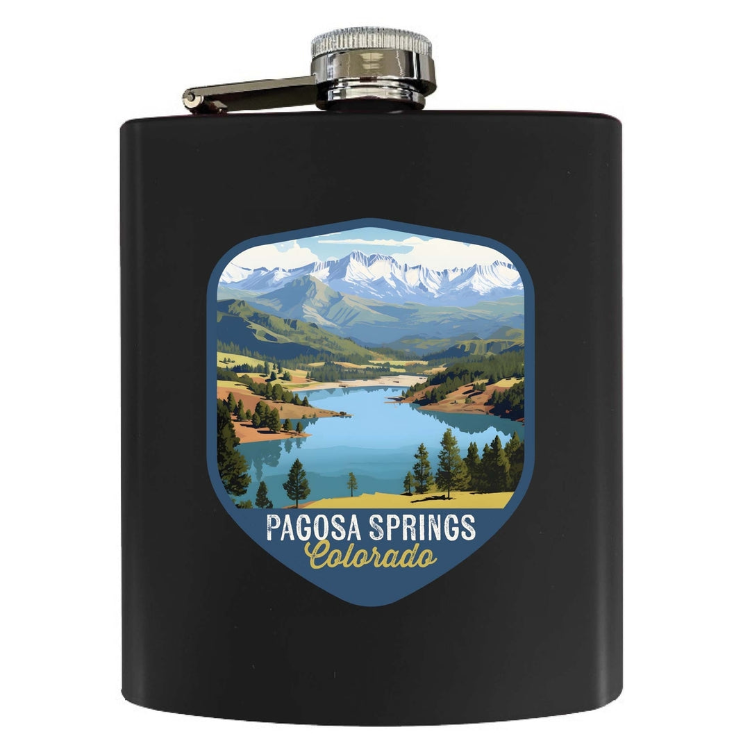 Pagosa Springs Colorado Design B Souvenir 7 oz Steel Flask Matte Finish Image 1