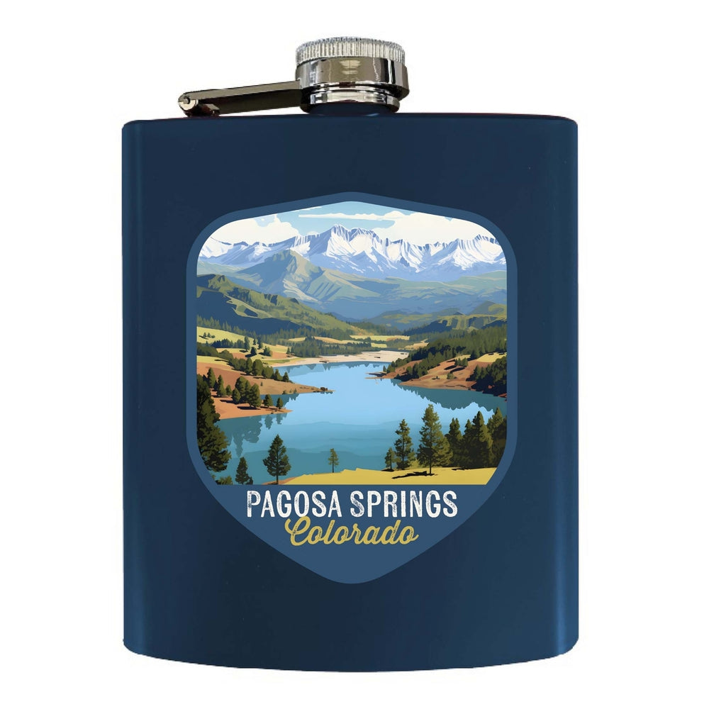 Pagosa Springs Colorado Design B Souvenir 7 oz Steel Flask Matte Finish Image 2