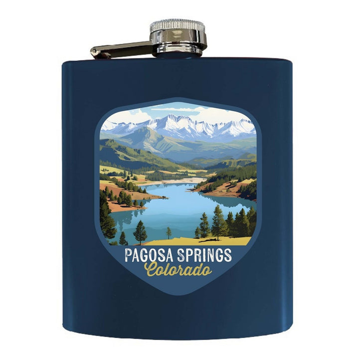 Pagosa Springs Colorado Design B Souvenir 7 oz Steel Flask Matte Finish Image 1