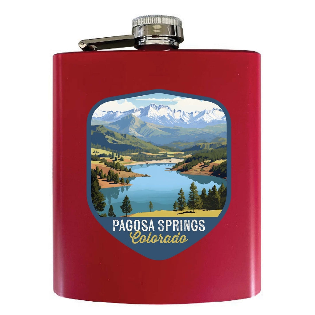 Pagosa Springs Colorado Design B Souvenir 7 oz Steel Flask Matte Finish Image 3