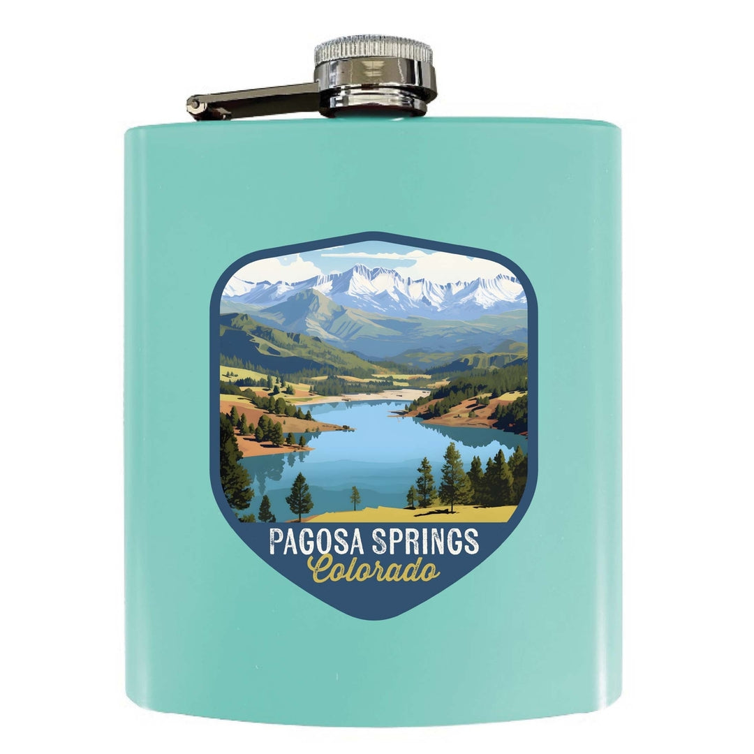 Pagosa Springs Colorado Design B Souvenir 7 oz Steel Flask Matte Finish Image 4