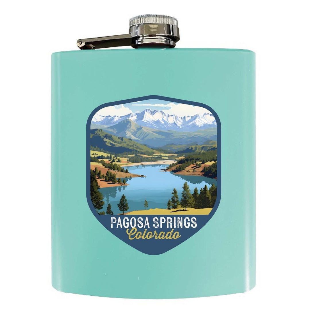 Pagosa Springs Colorado Design B Souvenir 7 oz Steel Flask Matte Finish Image 1