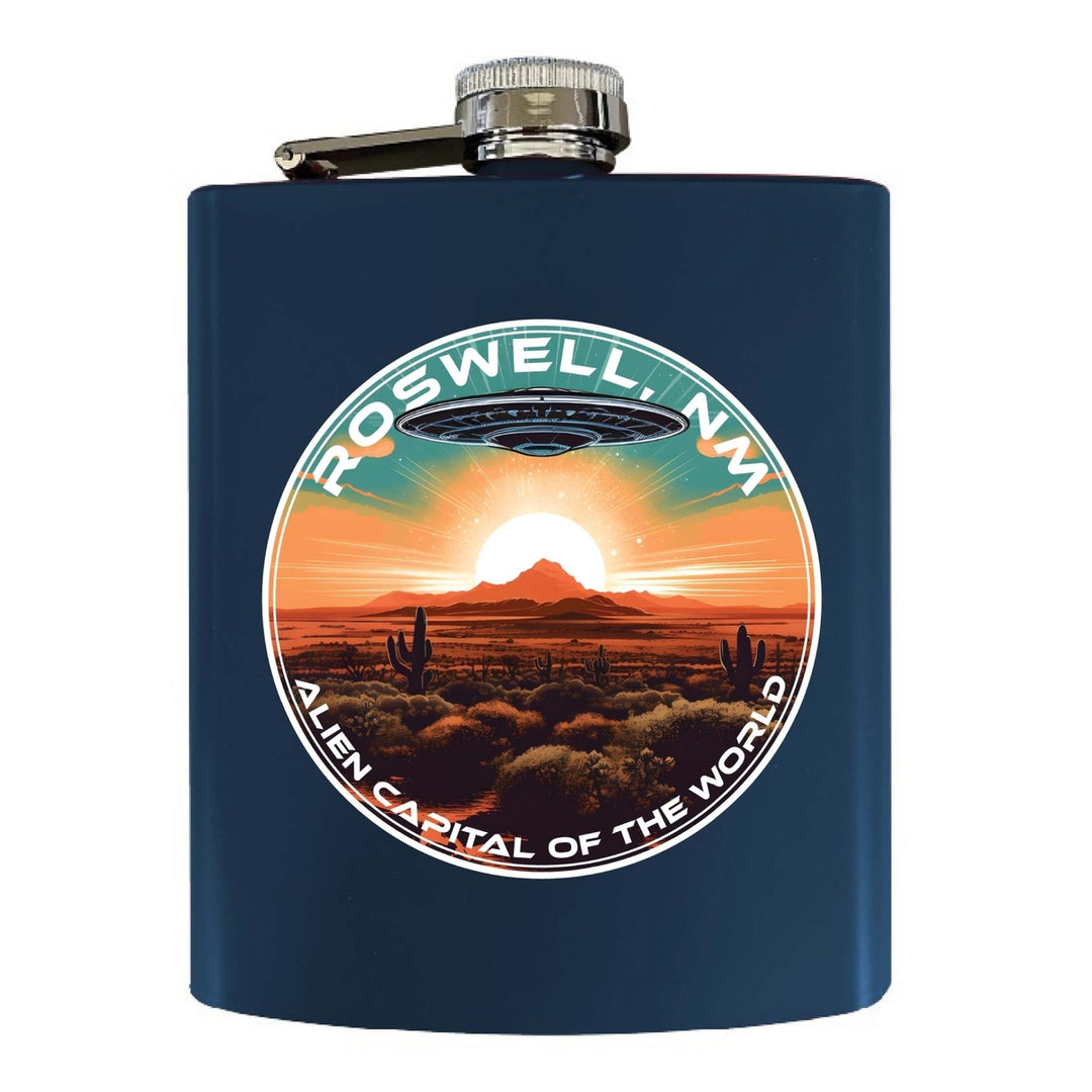 Roswell Mexico Design A Souvenir 7 oz Steel Flask Matte Finish Image 2