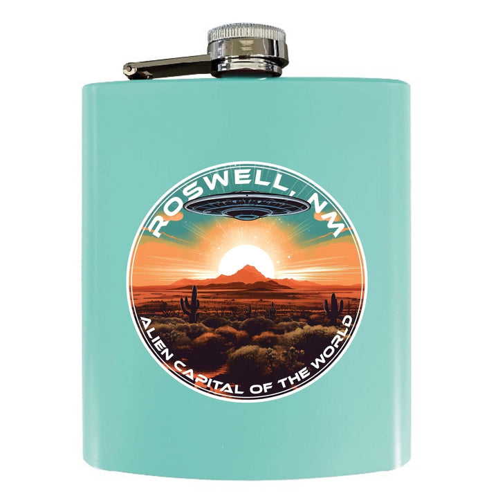 Roswell Mexico Design A Souvenir 7 oz Steel Flask Matte Finish Image 4