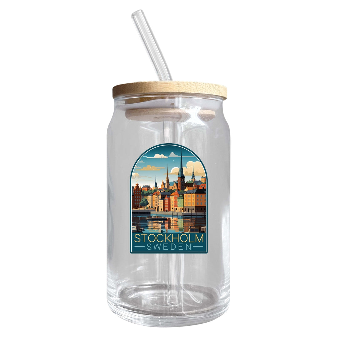 Stockholm Sweden Design A Souvenir 12 oz Beer Can Glass Image 1