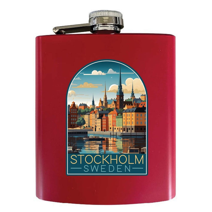 Stockholm Sweden Design A Souvenir 7 oz Steel Flask Matte Finish Image 1