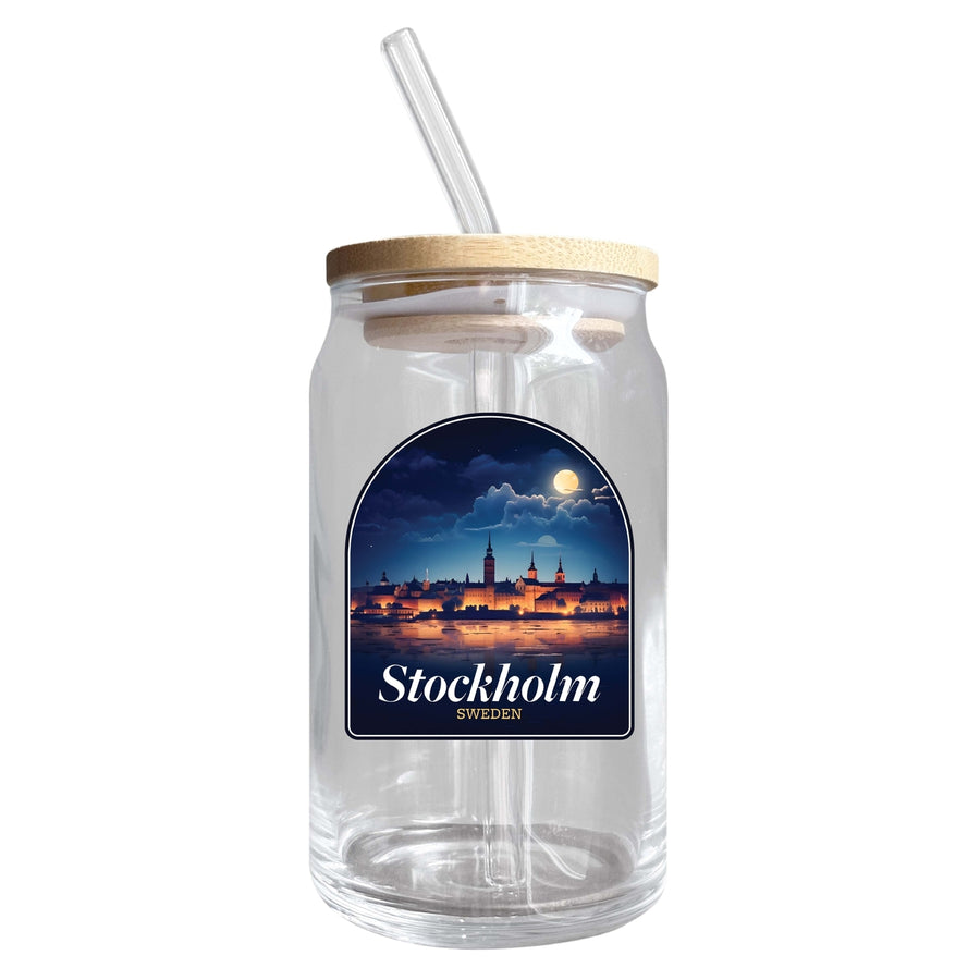 Stockholm Sweden Design B Souvenir 12 oz Beer Can Glass Image 1