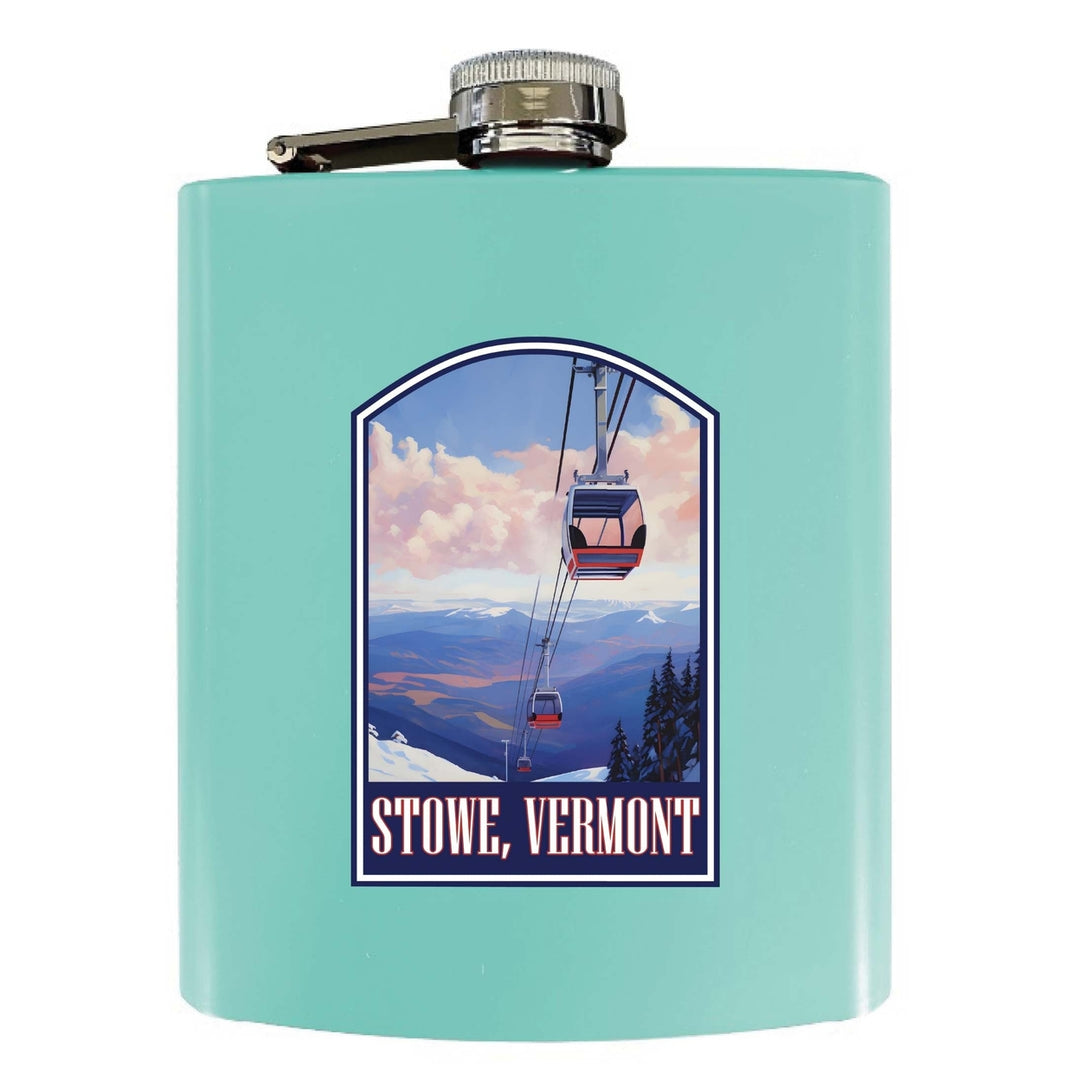 Stowe Mountain Vermont Design B Souvenir 7 oz Steel Flask Matte Finish Image 1