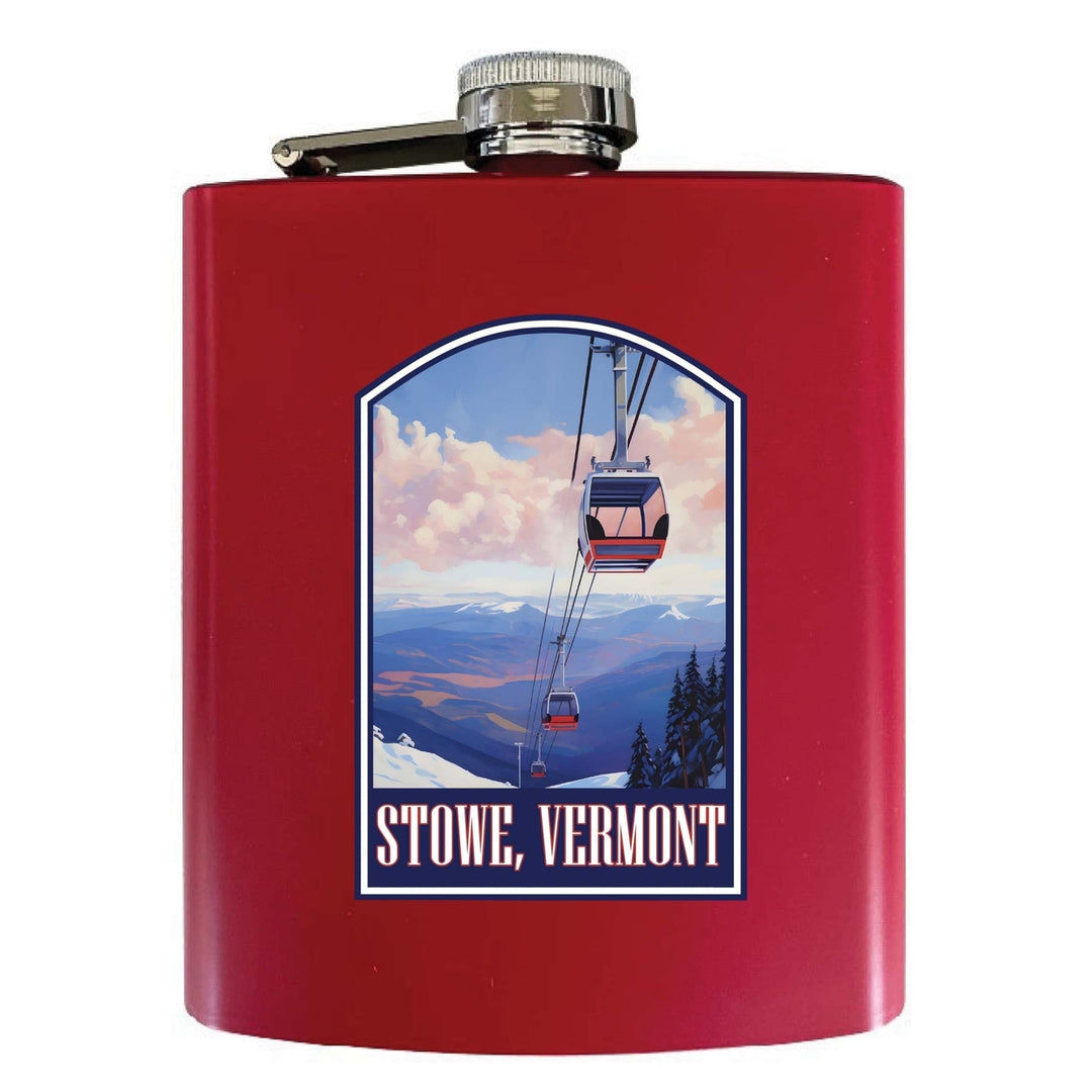 Stowe Mountain Vermont Design B Souvenir 7 oz Steel Flask Matte Finish Image 2