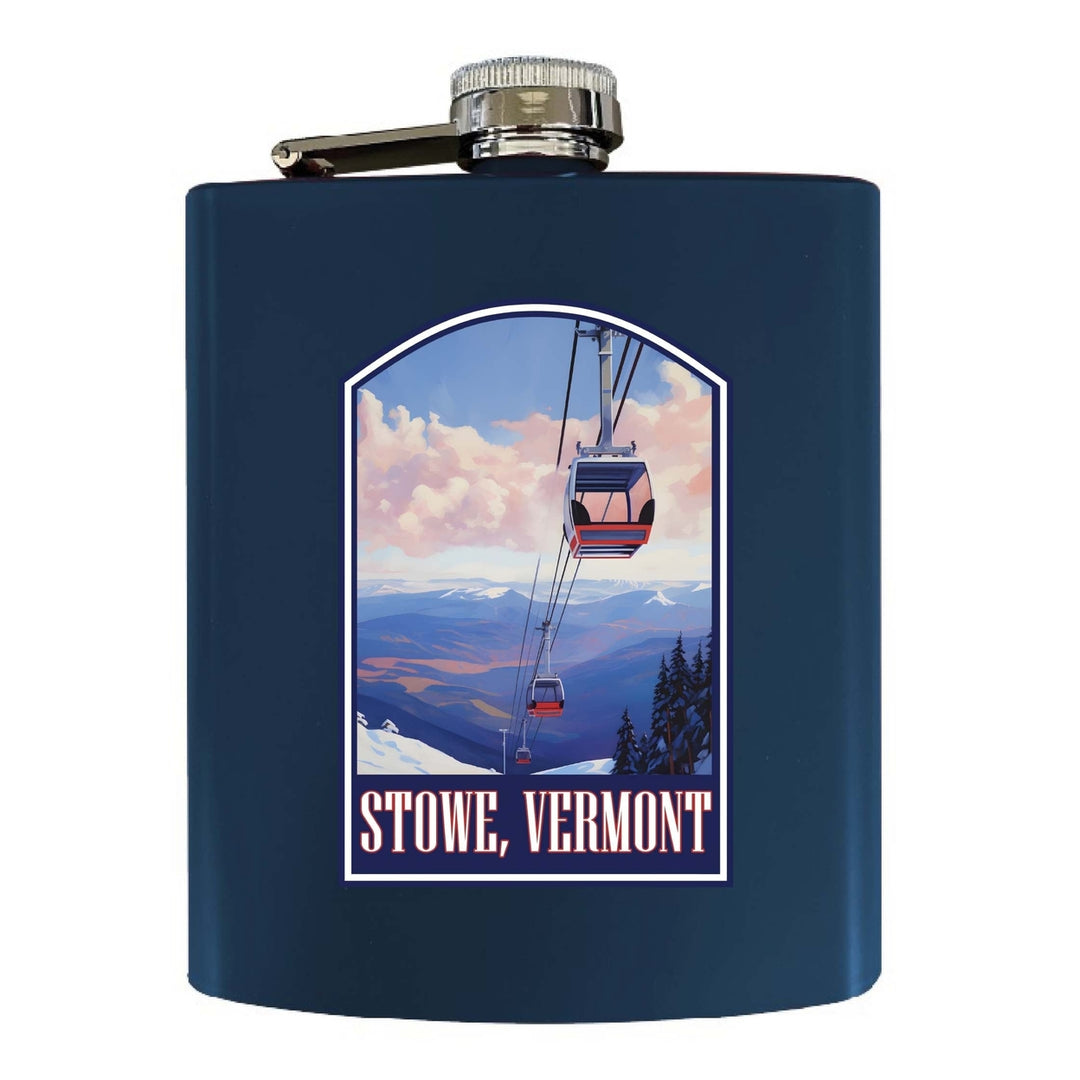 Stowe Mountain Vermont Design B Souvenir 7 oz Steel Flask Matte Finish Image 3