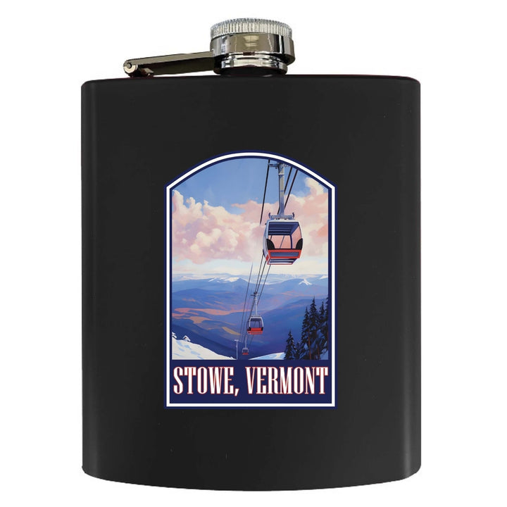 Stowe Mountain Vermont Design B Souvenir 7 oz Steel Flask Matte Finish Image 4