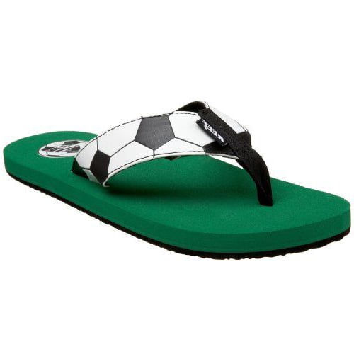 REEF Futbol Goooaaal Flip Flops Mens Black White Green Comfortable Sandals Image 1