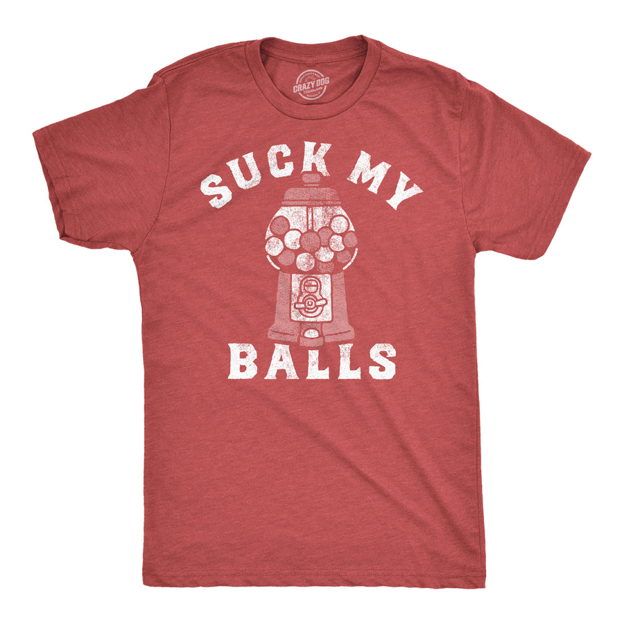 Mens Funny T Shirts Suck My Balls Sarcastic Gumball Candy Graphic Tee For Men Image 1