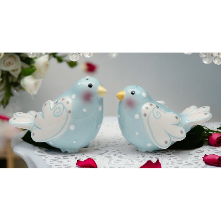 Ceramic Blue Dove Birds with White Wings 2"H  Mom Image 1