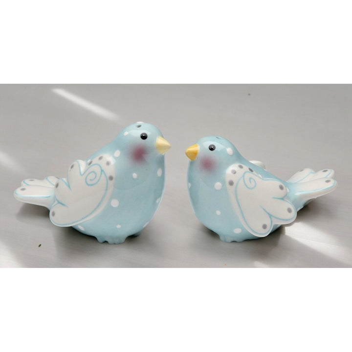 Ceramic Blue Dove Birds with White Wings 2"H  Mom Image 2