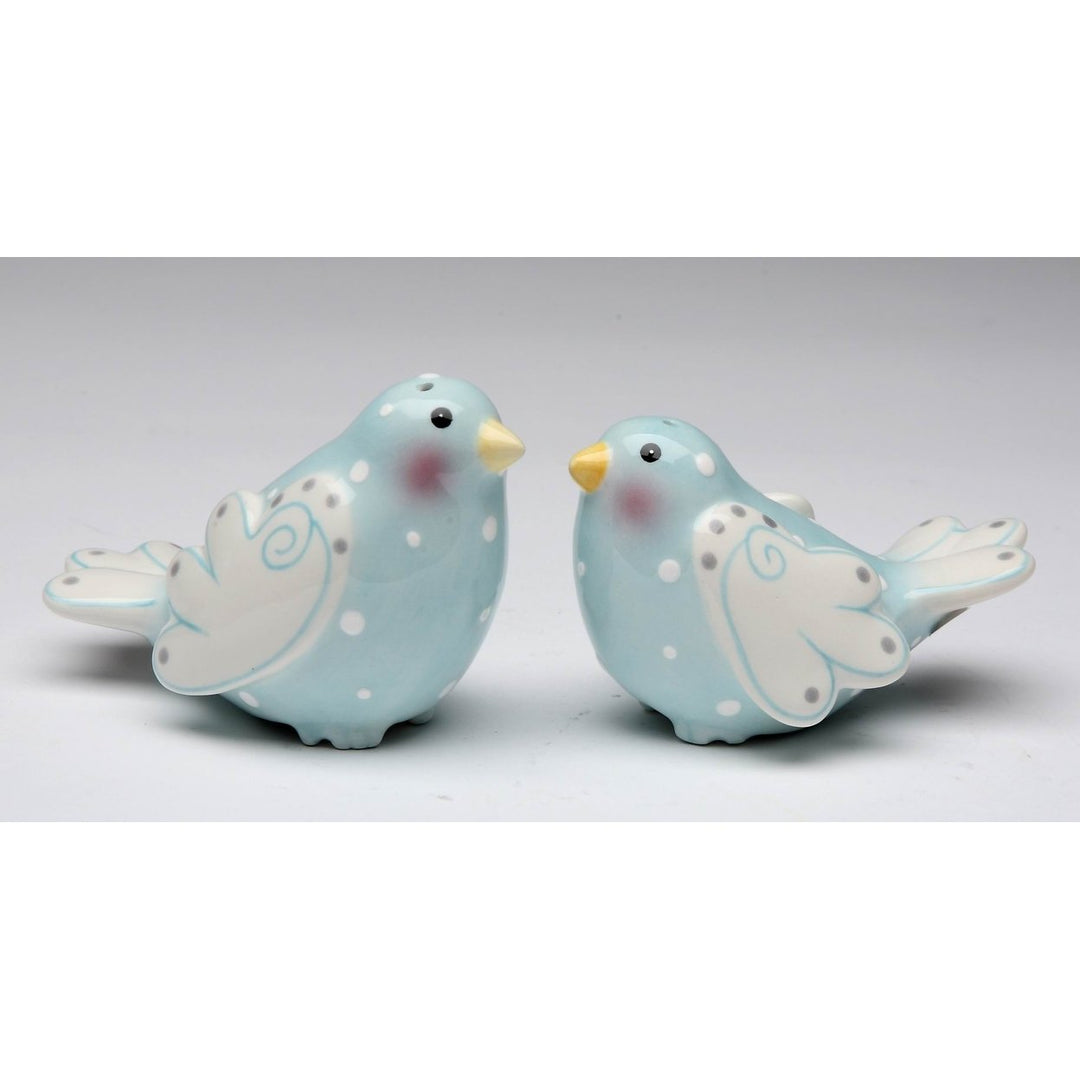 Ceramic Blue Dove Birds with White Wings 2"H  Mom Image 3