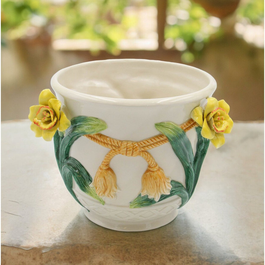 Ceramic Narcissus Flower Planter Vintage 5 7/8 Inch Decorative Image 1