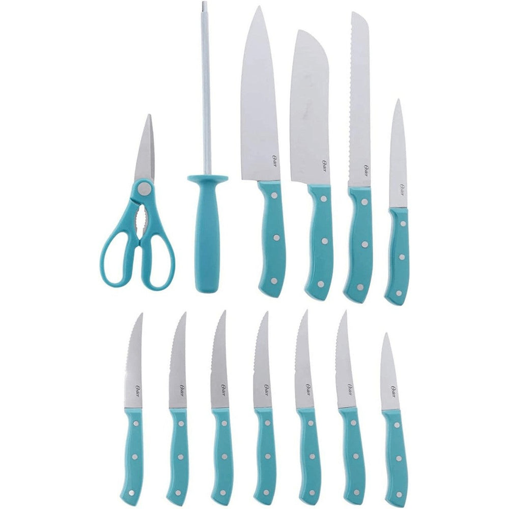 Oster Evansville 14-Piece Stainless Steel Cutlery Set with Rubberwood Block Image 2