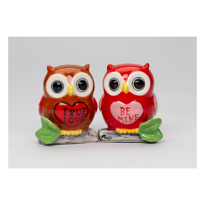 Ceramic Valentine Owl Salt and Pepper Shakers 2.25in Image 2