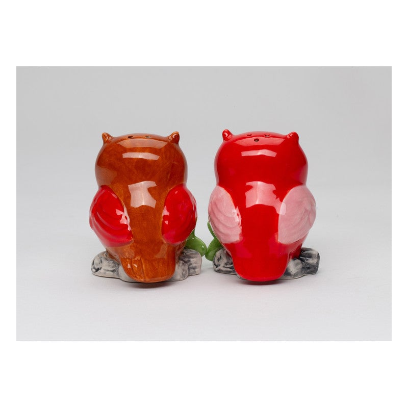 Ceramic Valentine Owl Salt and Pepper Shakers 2.25in Image 3