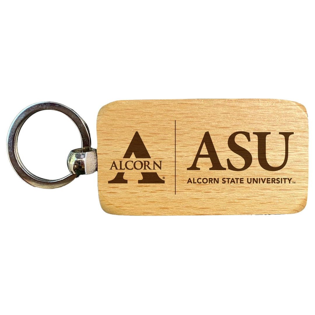 Alcorn State Braves 2.5 x 1-Inch Engraved Wooden Keychain Officially Licensed Collegiate Product Image 1