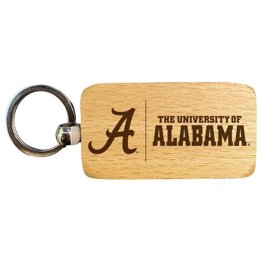 Alabama Crimson Tide 2.5 x 1-Inch Engraved Wooden Keychain Officially Licensed Collegiate Product Image 1