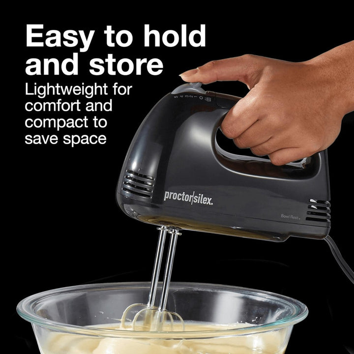 Proctor Silex Hand Mixer 5-Speed 100W Compact Electric Black Model 62507PS Image 4