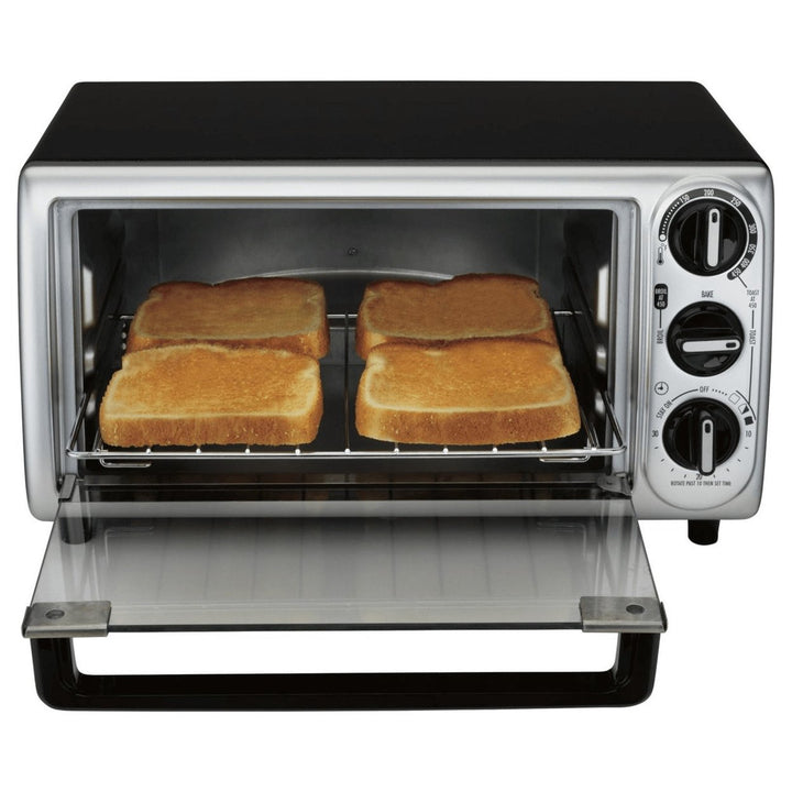 Proctor Silex 4-Slice 3-Knob Countertop Toaster Oven Broiler with Bake Pan Image 4